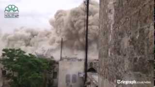 Syria footage emerges of Aleppo Carlton Hotel bomb blast [upl. by Aniham]