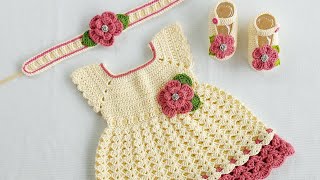 MODELO ANYELIC 🧶 VESTIDO PARA NIÑA 🧶TALLA 0 A 3 MESES 🧶 FÁCIL puntaditasymasevancel crochet [upl. by Sinaj]