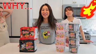 We Tried The Spicy Noodle Challenge [upl. by Araeic]