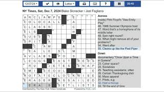 New York Times NYT Crossword Puzzle 11022024 Syn 12072024 [upl. by Elianora433]