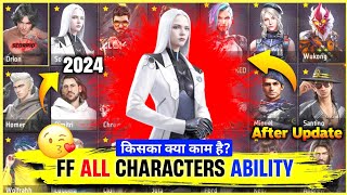 Complete All character Ability 2024  Ability of All character in free fire AR ROWDY 99 ✓ [upl. by Cassaundra]