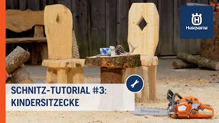 Dein Frühjahsprojekt Sitzecke für den Garten SchnitzTutorial  Husqvarna Forst [upl. by Amalbergas481]