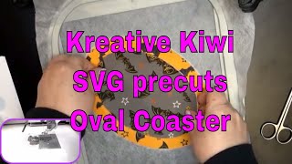 Kreative Kiwi Machine Embroidery ITH OVAL COASTER with precut fabric [upl. by Gibbeon]