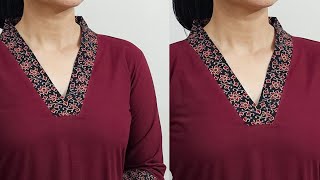 Very Easy V Collar Neck Cutting And Stitching [upl. by Elocan]