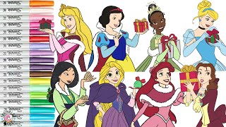 Disney Princess Coloring Book Compilation Rapunzel Mulan Ariel Belle Aurora Tiana Cinderella Snow [upl. by Kiefer]