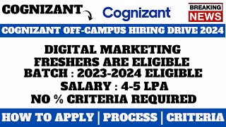 COGNIZANT OFFCAMPUS HIRING 2024  2023 BATCH  SALARY  4 LPA  MUST APPLY BEFORE DEADLINE [upl. by Ahsemik]