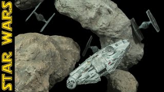 Millennium Falcon  Star Wars Empire Strikes Back asteroid diorama Bandai model kit [upl. by Yakcm992]