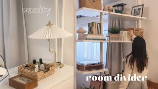 Ikea room divider amp vanity  How to style open shelves [upl. by Ban724]