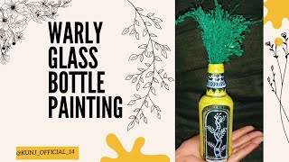 Warli glass bottle 🍾 painting kunjofficial14 warliart glassbottlepainting painting art [upl. by Aurel]