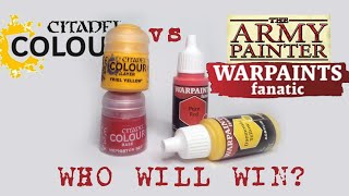 Testing the NEW Army Painter Fanatic versus Games Workshop Citadel Colour A paint off comparison [upl. by Niltiak678]