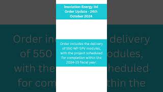 Insolation Energy subsidiary Insolation Green Energy secured Order from Zetwerk Manufacturing [upl. by Johst568]