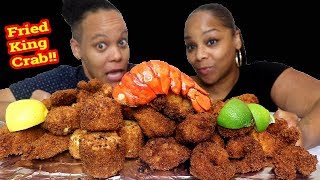 Fried Seafood Mukbang King Crab Lobster Scallops Shrimp [upl. by Soraya]