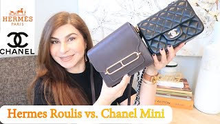 Hermes Roulis 18 vs Chanel Mini Square Comparison Modshots  OxanaLV [upl. by Adnawaj435]