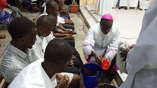 MESSE DU JEUDI SAINT LA SAINTE CÈNE MGR ABEL LILUALA A LA PAROISSE SACRE CŒUR DE LOANGO [upl. by Fortune]