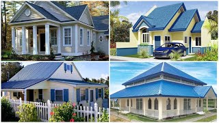 Metal roof design ideas  blue roof house design ideas  sloppy roof design house design [upl. by Tamsky]