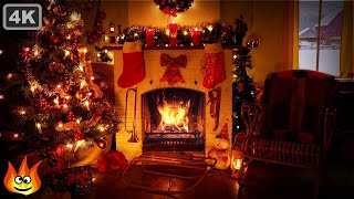 Cozy Christmas Fireplace Ambience with Soft Crackling Fire Sounds 4K [upl. by Otinauj]