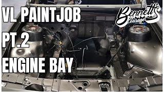 Painting an engine bay Ford mustang mineral grey VL Commodore respray holden painting mustang [upl. by Gnouc384]