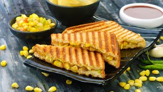 Paneer Corn Capsicum Sandwich  How To Make Tasty And Healthy Paneer Corn Capsicum Sandwich  IMWOW [upl. by Ahsiekin]