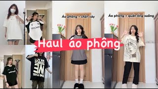 SHOPEE HAUL  REVIEW ÁO THUN GIÁ RẺ DÀNH CHO HSSV HOT TREND HIỆN NAY unboxing review shopee [upl. by Sanborn]