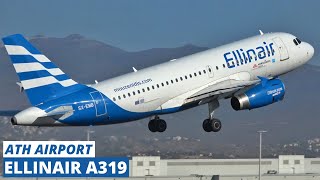 Ellinair Airbus A319 Windy Takeoff from Athens Airport  ATH Plane Spotting amp A320 Landing 4K [upl. by Ahcas]