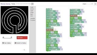 STEM Coding and Games  Blockly Games  Turtle  Level 610  Labyrinth drawing [upl. by Bannerman315]