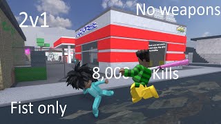 Playing baddies but I attack top players using only fists  2v1 Roblox Baddies [upl. by Laersi]