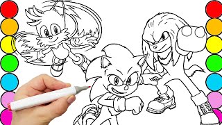 Sonic Team Coloring Pages Sonic The Hedgehog Teils  Shadow Amy Rose Knuckles draw [upl. by Frum51]