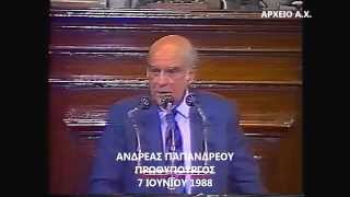 ΑΝΔΡΕΑΣ ΠΑΠΑΝΔΡΕΟΥ 1988 ΒΟΥΛΗ ΕΠΙ ΠΡΟΤΑΣΕΩΣ ΜΟΜΦΗΣ [upl. by Eikkin330]