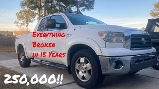 250000 Miles Toyota Tundra Review Everything Broken in 15 Years [upl. by Yelreveb]