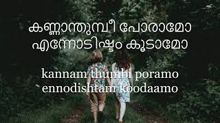 Kannam thumbi poramo lyrics English and Malayalam [upl. by Jazmin]