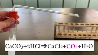 Reaction of acid with carbonate 碳酸鈣和稀酸反應 and carbon dioxide test 二氧化碳測試 lime water 石灰水 [upl. by Anegroeg480]