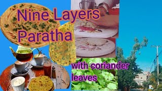 Paratha Of Coriander Leaves With Nine Layers Method [upl. by Ytsenoh]