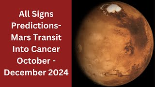 All Signs Predictions Mars Transit Into Cancer October  December 2024 In Vedic Sidereal Astrology [upl. by Lessur74]