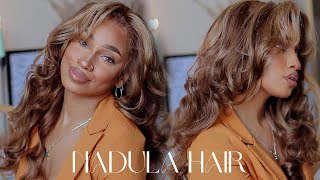 How To Cut Curtain Bangs On A Wig  Nadula Honey Blonde Wig Review [upl. by Lili130]