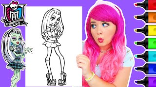 Coloring Monster High Frankie Stein Coloring Page  Ohuhu Paint Markers [upl. by Anirda]