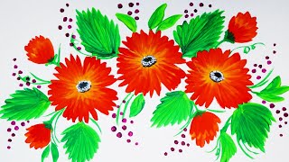 Easy Flowers Acrylic Painting  Simple Flowers Painting for Beginners  Ree Art [upl. by Nocaed]