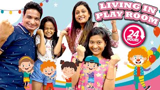 Living in Play Room for 24 Hours 🧒 🏀  24 Hours Challenge  Family Comedy Challenge  Cute Sisters [upl. by Charlton]