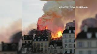 Notre Dame Fire The Exact Moment the Historic Cathedrals Spire Collapses  NBC New York [upl. by Eninej]