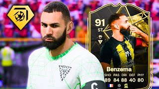 91 TOTW BENZEMA IS BROKEN 😳  EAFC 24 ULTIMATE TEAM PLAYER REVIEW [upl. by Ahsikym]