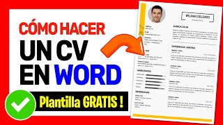 Cómo hacer un CURRICULUM VITAE CV en WORD Plantilla Gratis💥 [upl. by Malvia]