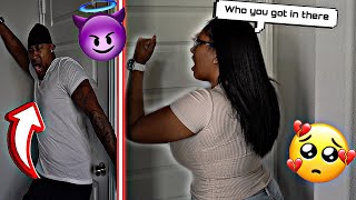 CHEATING WITH THE DOOR LOCKED PRANK ON WIFE SHE SNAPPED [upl. by Haik]