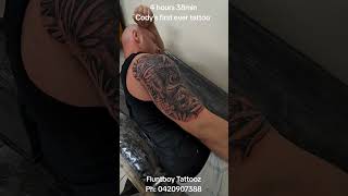 4hours 38 min  Cody Mcglones first ever tattoo  fluntboy gorilla tattoo [upl. by Ahseekat]