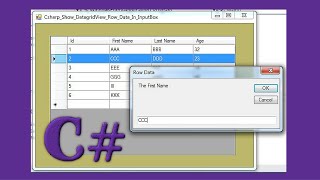 C Tutorial  How To Set Selected Row Values From DataGridView Into InputBox In C  With Code [upl. by Eryt]