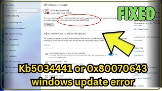 Windows Update Kb5034441 or 0x80070643 Not Installing On Windows 11 [upl. by Cerelia]