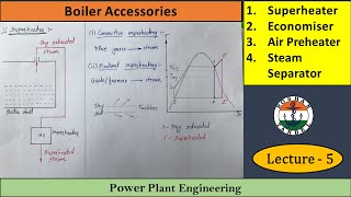 Lecture 5 Boiler Accessories  Superheater Economiser Air preheater and Steam separator [upl. by Huberman915]