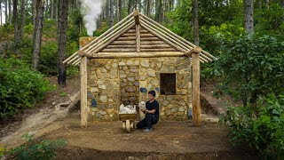 Build a Cozy Bushcraft House Using Scraps Wooden Wheelbarrows Catch and Cook in the Wild [upl. by Tatiana]