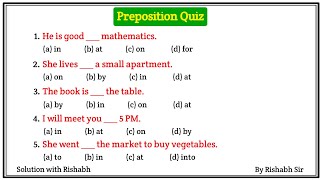 Preposition objective questions  Preposition in english grammar  Prepositions practice exercises [upl. by Fahland494]