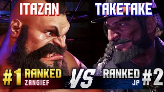 SF6 ▰ ITAZAN 1 Ranked Zangief vs TAKETAKEPIANO 2 Ranked JP ▰ High Level Gameplay [upl. by Karylin343]