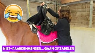 Nietpaardenmensen zadelen een paard op  LeanneAbigail [upl. by Paton]