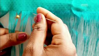 Saree kuchutassels using saree pallu knots with beadsno zarino extra silk threadeasy tips [upl. by Dlaregztif]